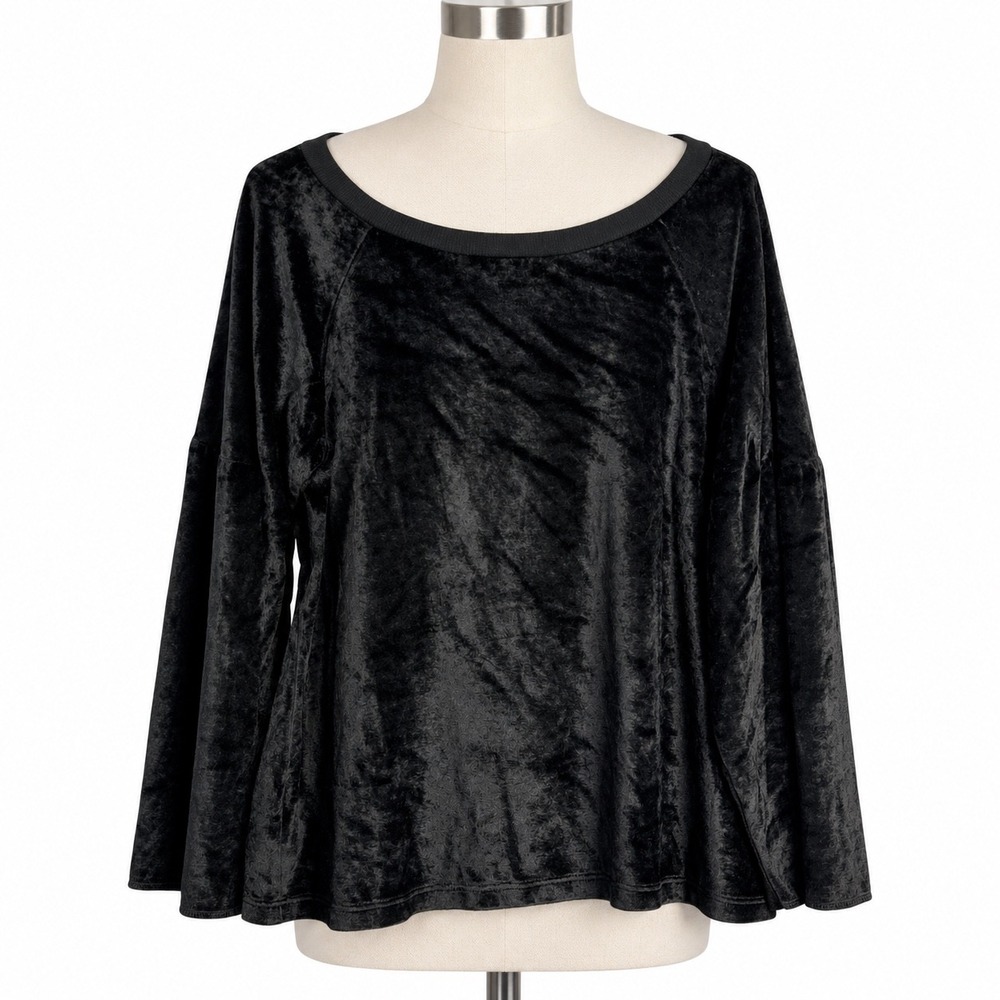 Michael Stars Womens M Black Crushed Velvet Top Oversized Whimsigoth Made USA